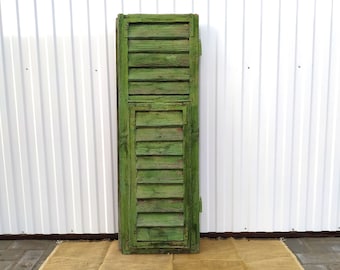 Antique  Green Wood  Window Shutters - Primitive Country Rustic Farmhouse Decor