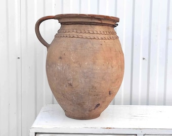 Large Antique Confit Pot - Country Cottage Chic - Rustic Decor