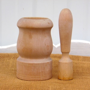 Vintage Wooden Mortar and Pestle - Vintage Kitchen Decor