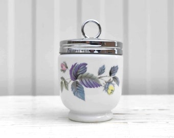 Vintage Egg Coddler Floral - Made in England - Royal Worcester Jar with Metal Lid - One Egg Size - Kitchenware