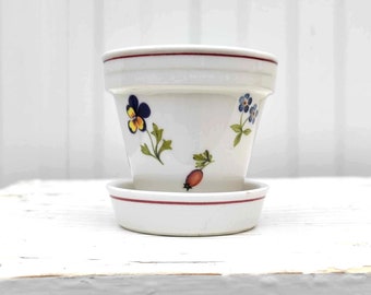 Cute Villeroy & Boch Porcelain Planter Pot - Floral Planter Pot - Botanical Planter - Gardening