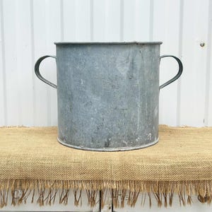 Maceta vintage de zinc galvanizado - Maceta húngara de dos asas - Maceta de jardín - Decoración rústica para jardín (02)