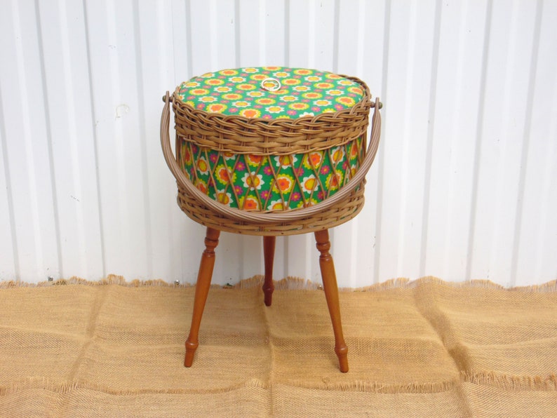 Vintage Sewing Box Vintage Knitting Basket Jewelry Box Home Decor image 2