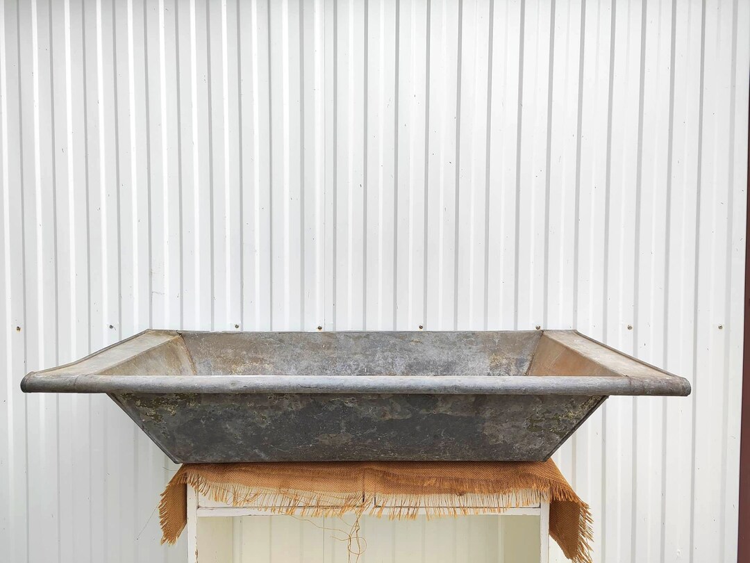 46 Long Vintage Zinc Baby Bath Antique Laudry Basin, Wash Basin