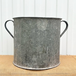 Maceta vintage XL de zinc galvanizado - Maceta húngara de dos asas - Maceta de jardín - Decoración rústica de jardín