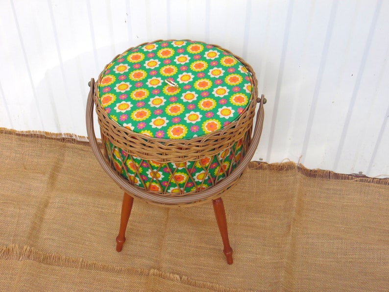 Vintage Sewing Box Vintage Knitting Basket Jewelry Box Home Decor image 4