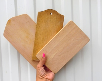 Set of 3 Vintage Primitive Wood Cutting Boards - Cheese Board - Chopping Board - Butchers Block - Rustic Decor - Farmhouse Decor