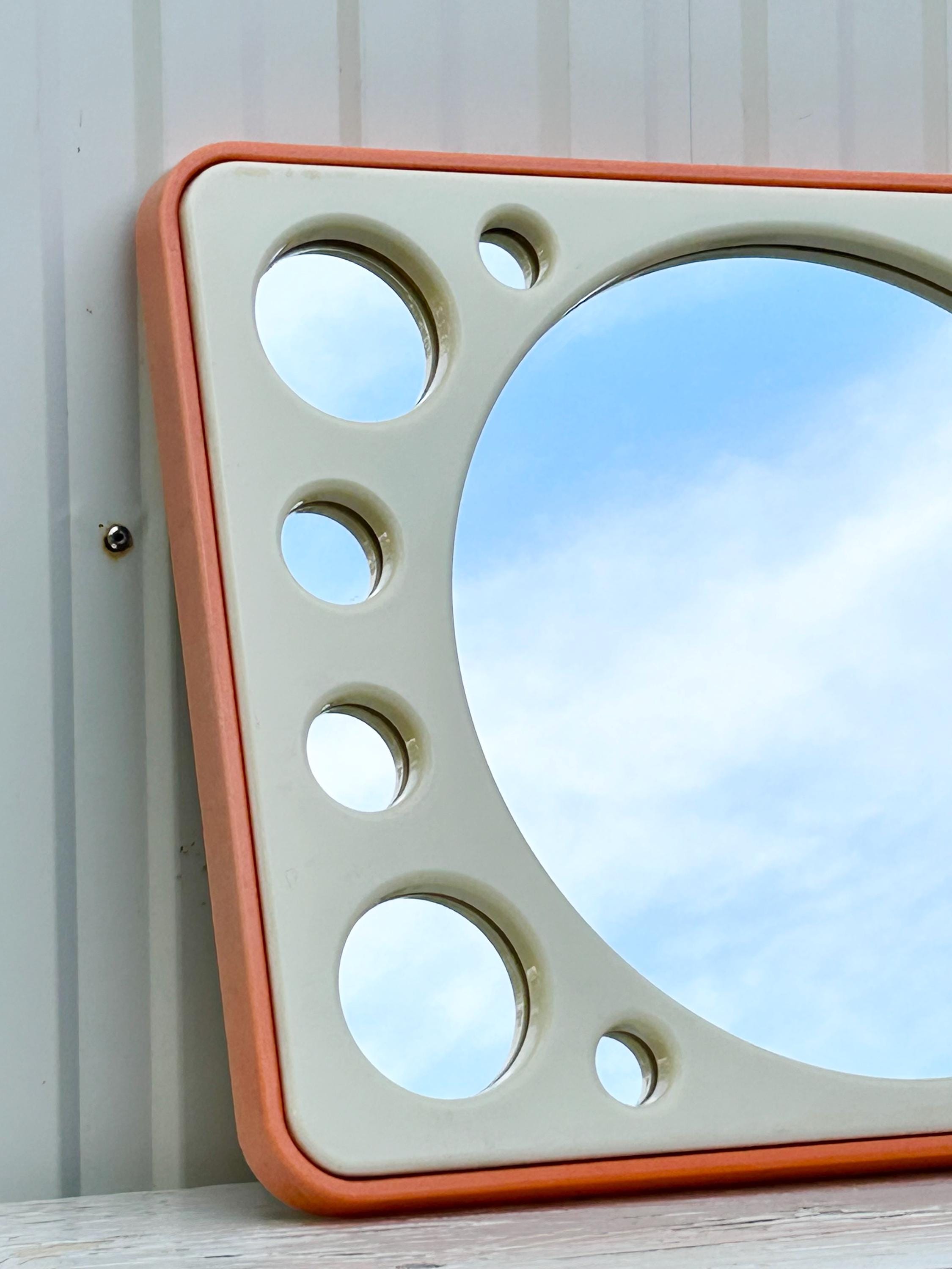 Vintage Space Age Wall Mirror - Retro Orange 70's Pop Art Wall