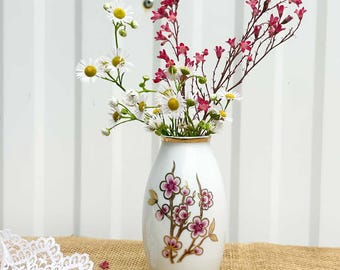 Floral Hollohaza Porcelain Vase - Made in Hungary