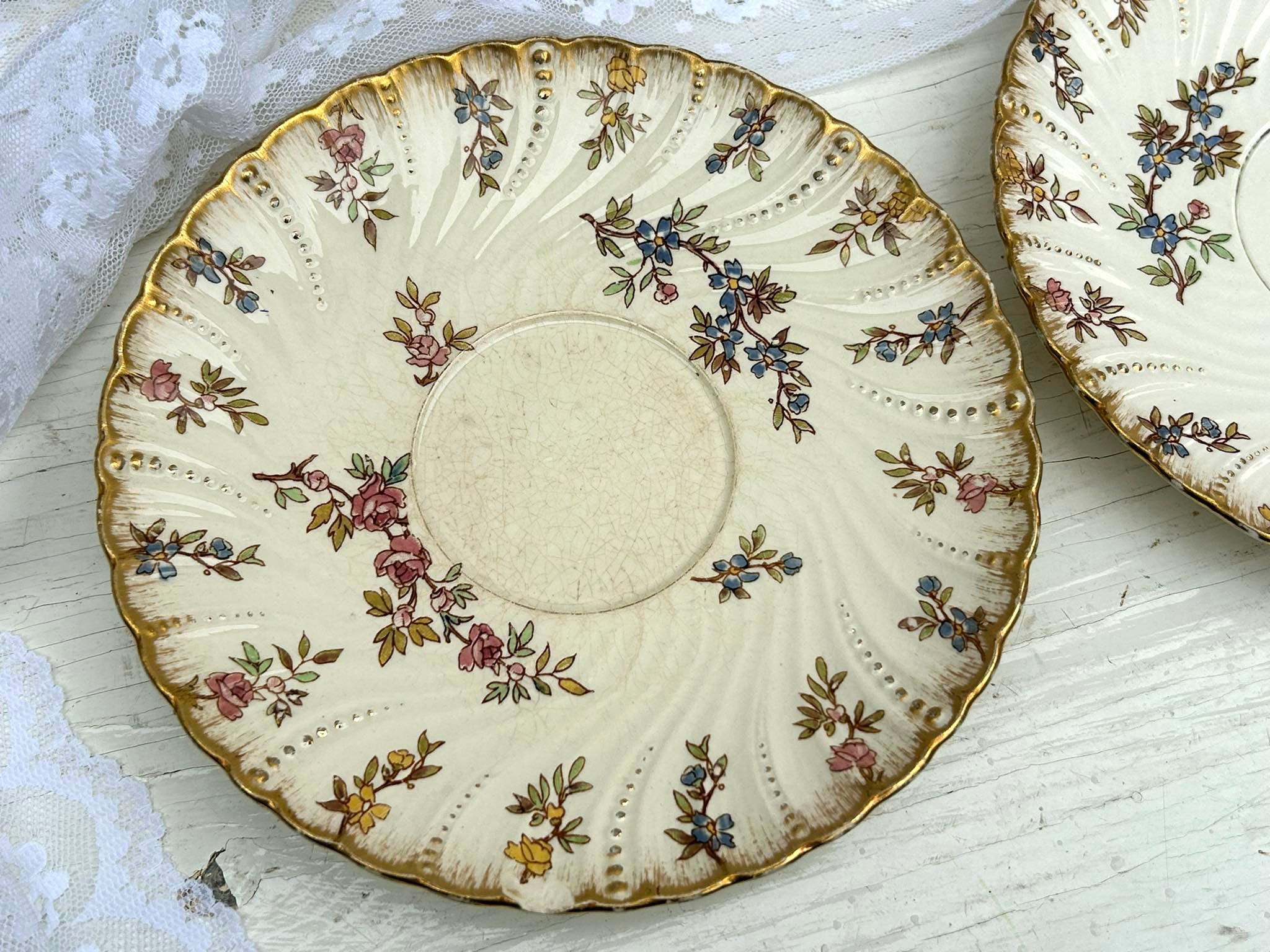Set of 2 Vintage Sarreguemines Coasters - Louis XV - French