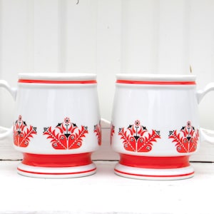 Set of Two Vintage Hollohaza Porcelain Wine Mugs - Kitchenware
