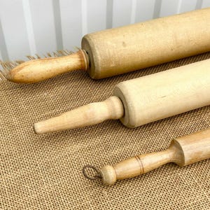 3 pcs Vintage Primitive Wooden Rolling Pins - Rustic Kitchen Decor - Country Cottage Chic - Farmhouse Decoration