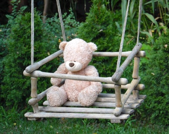 Antique Wooden Childs Swing - Rustic Slatted Swing - Vintage Toy