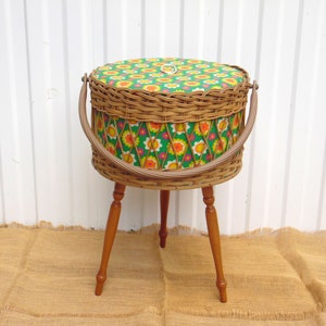Vintage Sewing Box Vintage Knitting Basket Jewelry Box Home Decor image 3