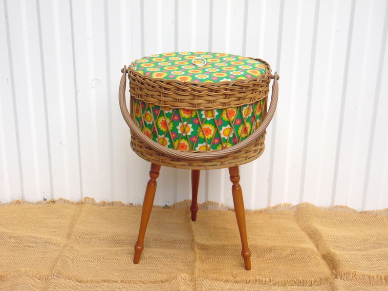 Vintage Sewing Box Vintage Knitting Basket Jewelry Box Home Decor image 3