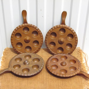 Set of 4 Ceramic Snail Plate – 6 Hole Escargot Serving Dish with Handles – French Kitchen