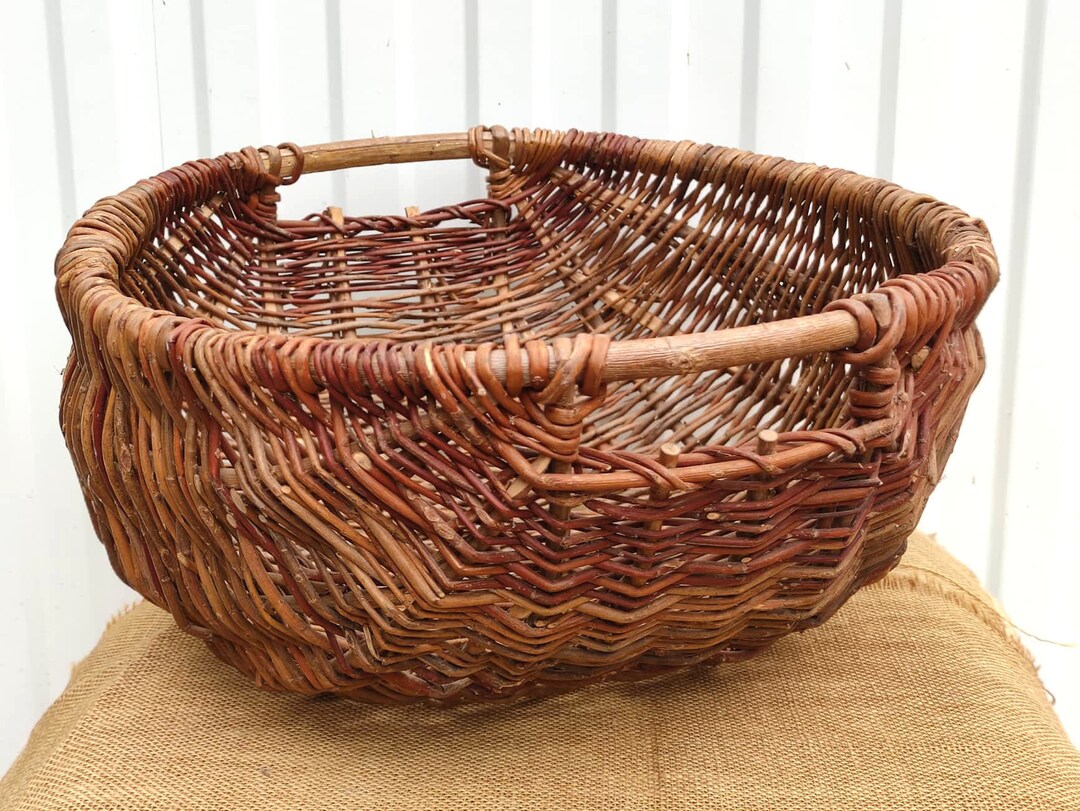 Vintage Wicker Basket Planter Home Decor Etsy