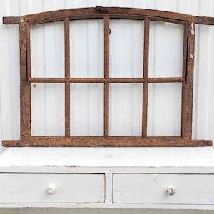 Antique Architectural Salvage Window - Iron Window - Loft Decor - Iron Mirror Frame