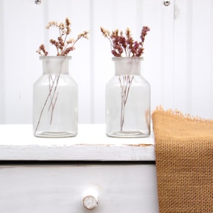 Set of 2 Vintage Glass Apothecary Bottle - Antique Pharmacy Jar