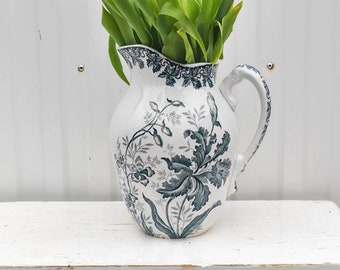 Lovely Vintage French Ironstone Transferware Pitcher