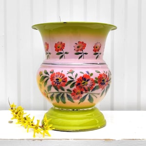 Antique Enamel Vase - Large Vase - Farmhouse Decor - Enamelware