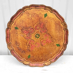Florentine Tray - Large Italian Serving Tray - Wood Tray - Barware - Shabby Chic