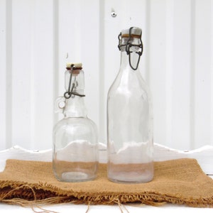 2 pcs Vintage Glass Bottle with Porcelain Stoppers - Home Decor - Vase