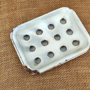 Antique Enamel Soap Dish - Shabby Chic Home Decor