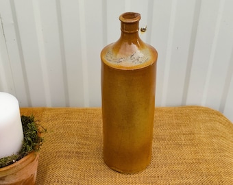 Antique Mineral Water Stoneware Jug Bottle - Antique Clay Bottle - Rustic Pottery
