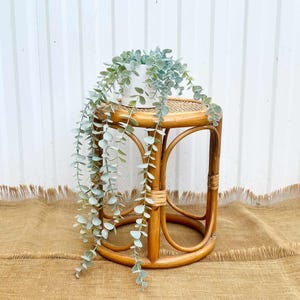 Vintage Bamboo Rattan Plant Stand - Plant Stool - Boho Home Decor