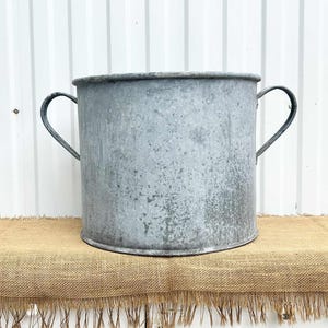 XXL - Maceta vintage de zinc galvanizado - Maceta húngara de dos asas - Maceta de jardín - Decoración rústica para jardín (07)