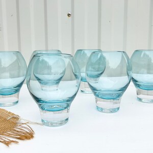Set van 6 aquablauwe cognacglazen - bargerei - drinkglazen