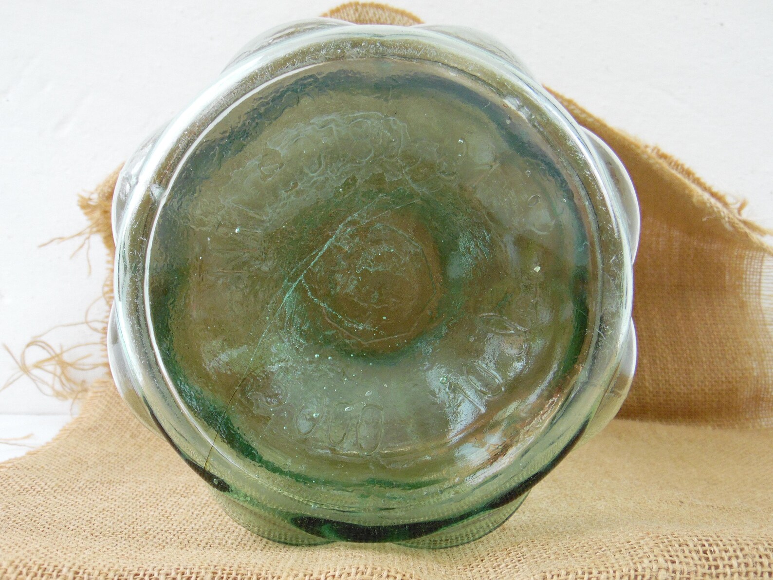 Large Antique Glass Jar Light Green Display Storage Etsy