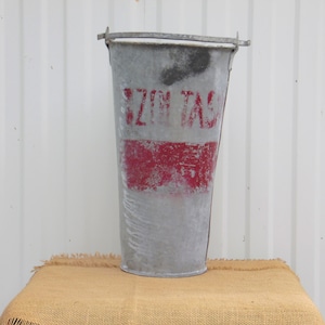 Antique Galvanized Zinc Bucket - Hungarian Fireman Bucket - Garden Planter - Rustic Garden Decoration