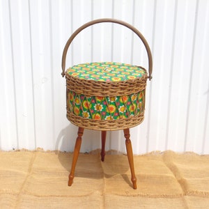 Vintage Sewing Box Vintage Knitting Basket Jewelry Box Home Decor image 1