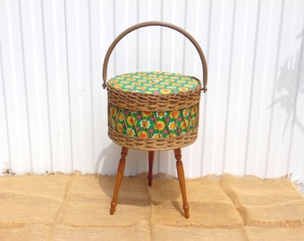 Vintage Sewing Box - Vintage Knitting Basket - Jewelry Box - Home Decor