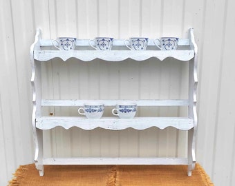 Vintage Wooden Shelf - Wooden Kitchen Rack - Kitchen Shelf - Wall Hanging - Farmhouse Cottage Chic