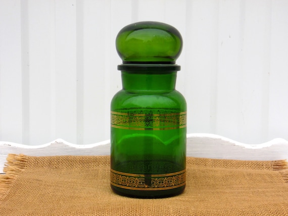 Joli Pot D'apothicaire Ancien En Verre Vert – Déco Vintage