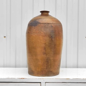 Large Antique Confit Pot - Antique Stoneware Oil Pitcher - Water Wine Jug - Earthenware Oil Jug - Country Cottage Chic - Rustic Decor