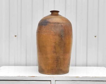 Large Antique Confit Pot - Antique Stoneware Oil Pitcher - Water Wine Jug - Earthenware Oil Jug - Country Cottage Chic - Rustic Decor