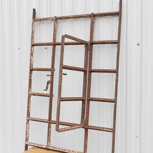 Antique Architectural Salvage Window - Iron Window - Loft Decor - Iron Mirror Frame