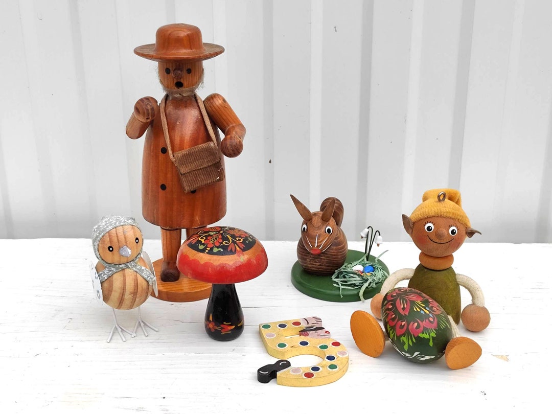 Vintage Wooden Figurines Vintage Decor Etsy