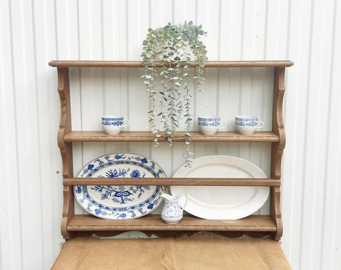 Vintage Wooden Wall Hanging Dish Rack - Farmhouse Kitchen Decor - Etsy