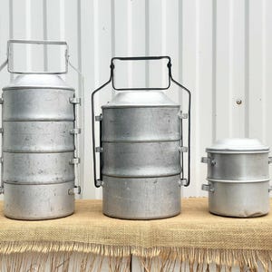3 vintage aluminium voedselcontainers – keukenopslag, lunchtrommels