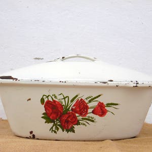Cast Iron Antique Hungarian Oven Roaster - Cast Iron & Enamel Duck Oven- Farmhouse Decor - Cottage Country Chic