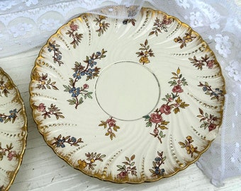 Set of 2 Vintage  Sarreguemines  Coasters - Louis XV - French Porcelain Plates