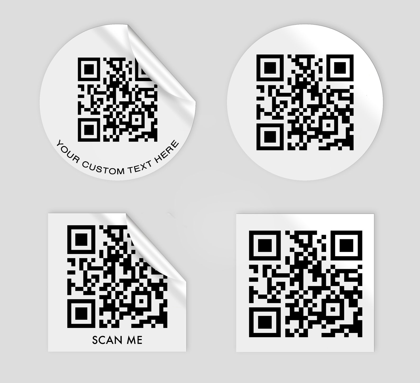 50 Custom QR Code Stickers, QR Code Package Brand Name Stickers, Custom