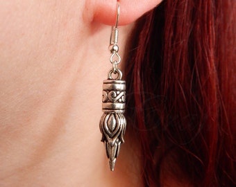 Bud shaped spikes &quot;Pagan punk&quot; earrings in silver tone PAGAN / GOTHIC / PUNK style