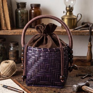 Smoked Bamboo Woven Handbag: Eco-Friendly Thai Purse