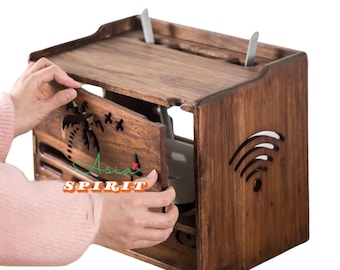 Caja de enrutador de madera de teca: gestión de cables con estilo y almacenamiento elegante
